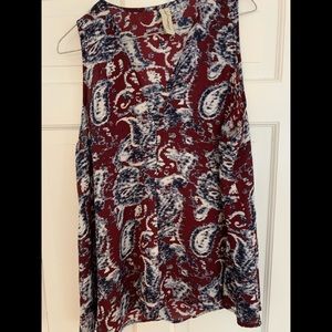 V/neck top, Allison Joy. XL.maroon, grey, white